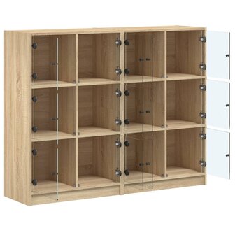 Boekenkast met deuren 136x37x109 cm hout sonoma eikenkleurig 8721012216020 6