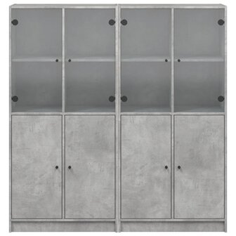 Boekenkast met deuren 136x37x142 cm bewerkt hout betongrijs 8721012216174 7