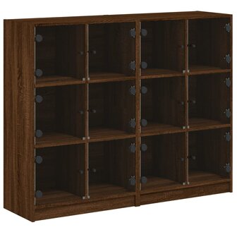 Boekenkast met deuren 136x37x109 cm hout bruineikenkleurig 8721012216068 2