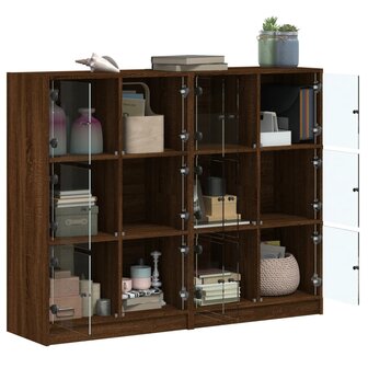 Boekenkast met deuren 136x37x109 cm hout bruineikenkleurig 8721012216068 4