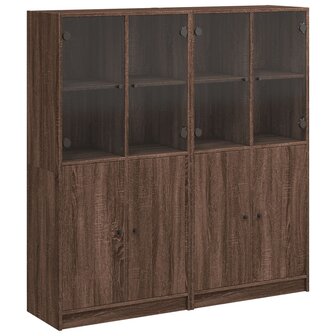 Boekenkast met deuren 136x37x142 cm hout bruineikenkleurig 8721012216204 2