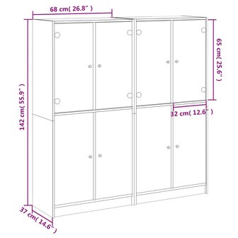 Boekenkast met deuren 136x37x142 cm hout bruineikenkleurig 8721012216204 12