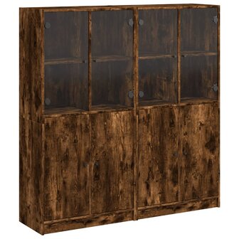 Boekenkast met deuren 136x37x142 cm hout gerookt eikenkleurig 8721012216181 2