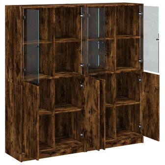 Boekenkast met deuren 136x37x142 cm hout gerookt eikenkleurig 8721012216181 6