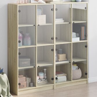 Boekenkast met deuren 136x37x142 cm hout sonoma eikenkleurig 8721012216099 1