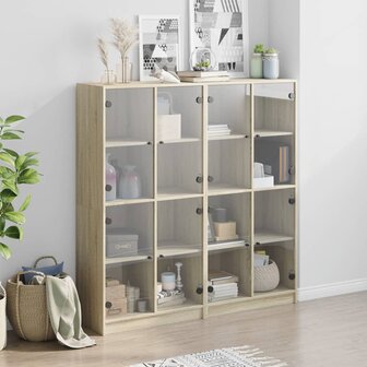 Boekenkast met deuren 136x37x142 cm hout sonoma eikenkleurig 8721012216099 3