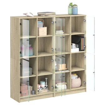 Boekenkast met deuren 136x37x142 cm hout sonoma eikenkleurig 8721012216099 4