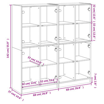 Boekenkast met deuren 136x37x142 cm hout sonoma eikenkleurig 8721012216099 12