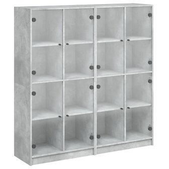 Boekenkast met deuren 136x37x142 cm bewerkt hout betongrijs 8721012216105 2