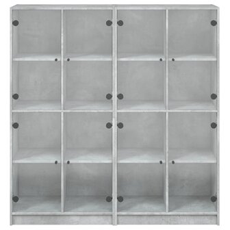 Boekenkast met deuren 136x37x142 cm bewerkt hout betongrijs 8721012216105 7