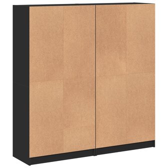 Boekenkast met deuren 136x37x142 cm bewerkt hout zwart 8721012216150 9