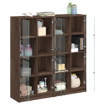 Boekenkast met deuren 136x37x142 cm hout bruineikenkleurig 8721012216136 4