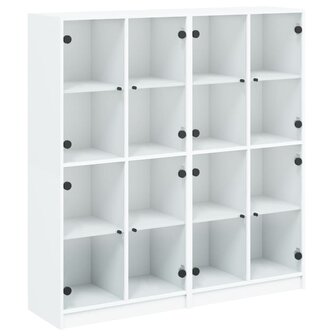 Boekenkast met deuren 136x37x142 cm bewerkt hout wit 8721012216075 2