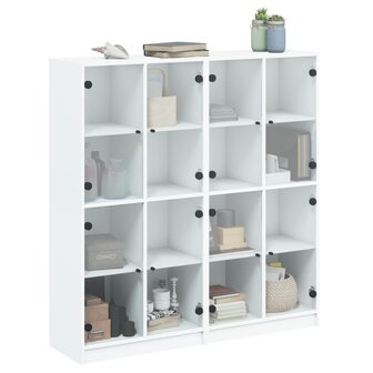 Boekenkast met deuren 136x37x142 cm bewerkt hout wit 8721012216075 5