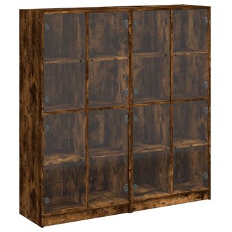 Boekenkast met deuren 136x37x142 cm hout gerookt eikenkleurig 8721012216112 2