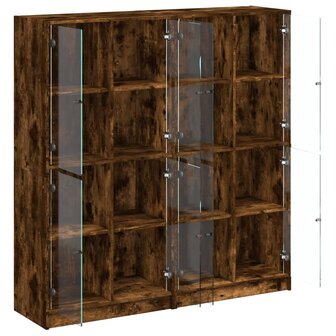 Boekenkast met deuren 136x37x142 cm hout gerookt eikenkleurig 8721012216112 6