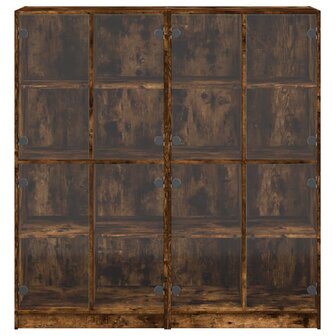 Boekenkast met deuren 136x37x142 cm hout gerookt eikenkleurig 8721012216112 7