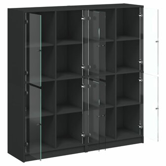 Boekenkast met deuren 136x37x142 cm bewerkt hout zwart 8721012216082 6