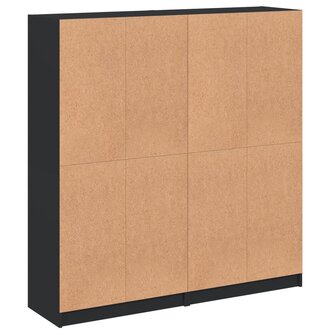 Boekenkast met deuren 136x37x142 cm bewerkt hout zwart 8721012216082 9