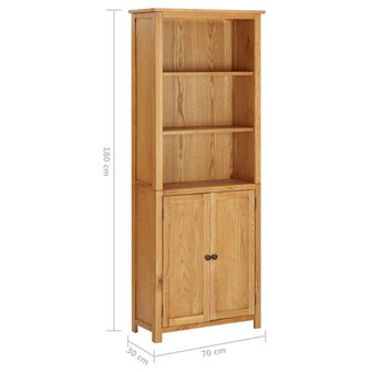 Boekenkast met 2 deuren 70x30x180 cm massief eikenhout 8720286006818 7