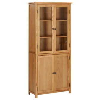 Boekenkast met 4 deuren 80x35x180 cm massief eikenhout en glas 8720286006832 1