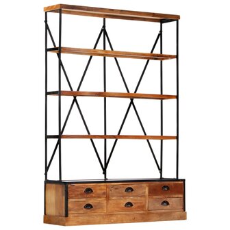 Boekenkast 4-laags met 6 lades 122x36x181 cm massief mangohout 8719883711881 9