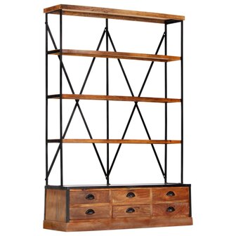 Boekenkast 4-laags met 6 lades 122x36x181 cm massief mangohout 8719883711881 10