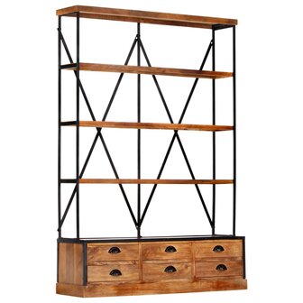 Boekenkast 4-laags met 6 lades 122x36x181 cm massief mangohout 8719883711881 12