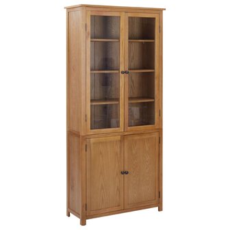 Boekenkast met 4 deuren 90x35x200 cm massief eikenhout en glas 8720286006825 1