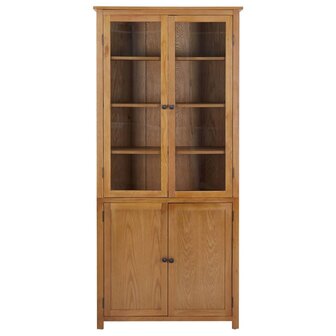 Boekenkast met 4 deuren 90x35x200 cm massief eikenhout en glas 8720286006825 2