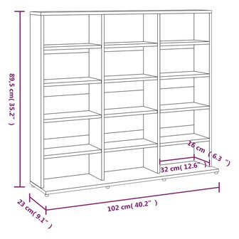 Cd-kast 102x23x89,5 cm bewerkt hout bruin eikenkleur 8720286976692 7