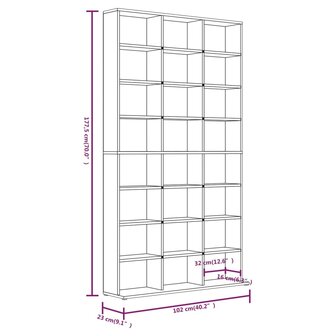 Cd-kast 102x23x177,5 cm bewerkt hout gerookt eikenkleurig 8720286931554 6