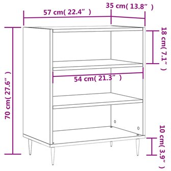 Dressoir 57x35x70 cm bewerkt hout grijs sonoma eikenkleurig 8720845907334 9