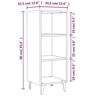 Dressoir 34,5x32,5x90 cm bewerkt hout gerookt eikenkleurig 8720287085485 7