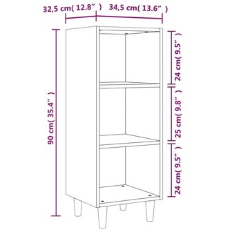 Dressoir 34,5x32,5x90 cm bewerkt hout zwart 8720287080985 7