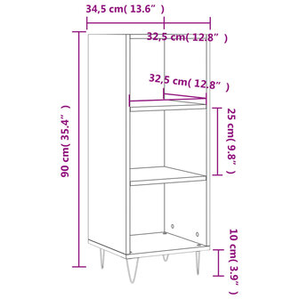 Dressoir 34,5x32,5x90 cm bewerkt hout betongrijs 8720845868994 9