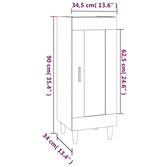 Dressoir 34,5x34x90 cm bewerkt hout bruin eikenkleur 8720287085591 9