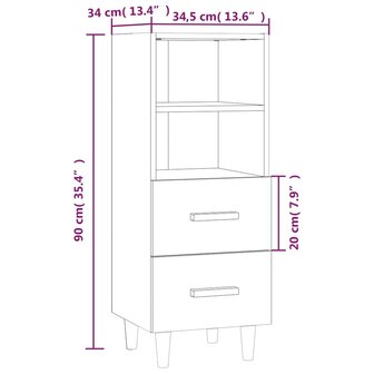 Dressoir 34,5x34x90 cm bewerkt hout gerookt eikenkleurig 8720287085393 8