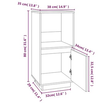 Dressoir 38x35x80 cm massief grenenhout grijs 8720286923276 11