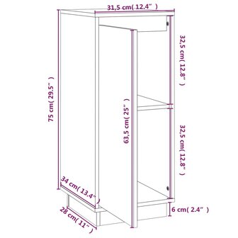 Dressoir 31,5x34x75 cm massief grenenhout honingbruin 8720286841822 9