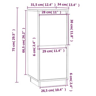 Dressoir 31,5x34x75 cm massief grenenhout honingbruin 8720286842126 8