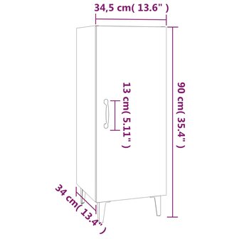 Dressoir 34,5x34x90 cm bewerkt hout gerookt eikenkleurig 8720287085300 10