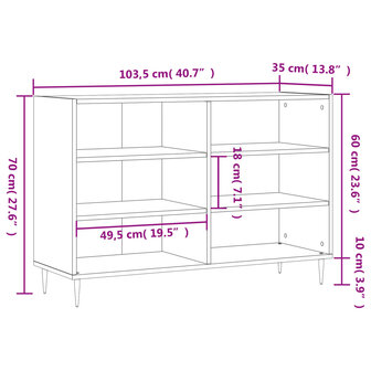 Dressoir 103,5x35x70 cm bewerkt hout betongrijs 8720845907075 9