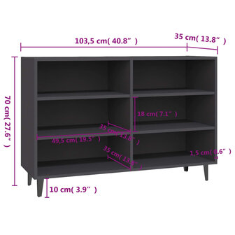 Dressoir 103,5x35x70 cm bewerkt hout grijs 8720286358511 6