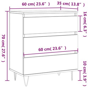 Dressoir 60x35x70 cm bewerkt hout betongrijs 8720845907631 11