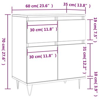 Dressoir 60x35x70 cm bewerkt hout betongrijs 8720845873479 11