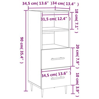 Dressoir 34,5x34x90 cm bewerkt hout zwart 8720845868246 12