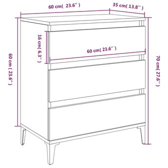 Dressoir 60x35x70 cm bewerkt hout hoogglans wit 8720845693626 9