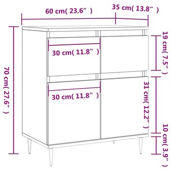 Dressoir 60x30x75 cm bewerkt hout grijs sonoma eikenkleurig 8720845873417 11