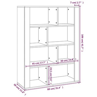 Dressoir 80x30x106 cm bewerkt hout betongrijs 8720287223924 8